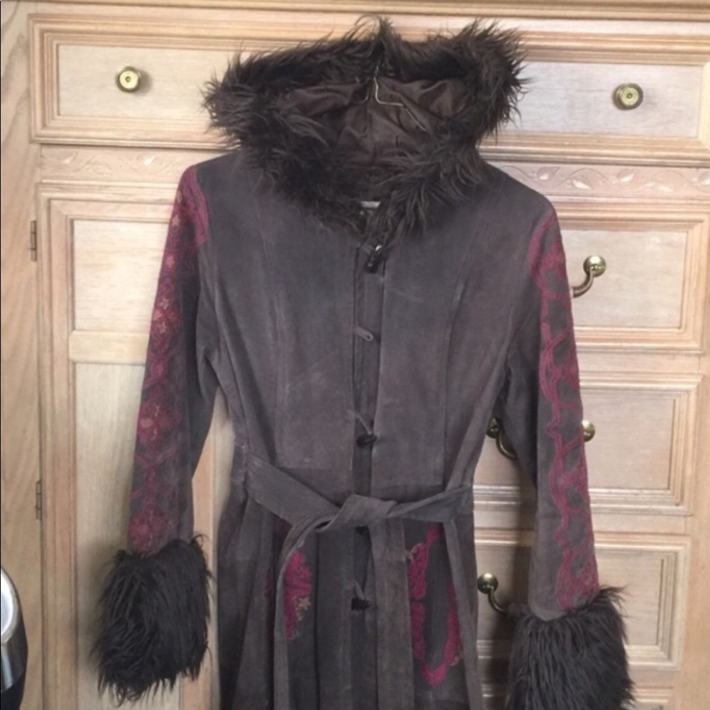 Long length suede coat
